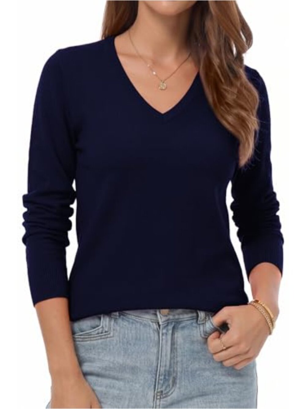 Womens Lightweight Knit Long Sleeve Pullover Sweater
